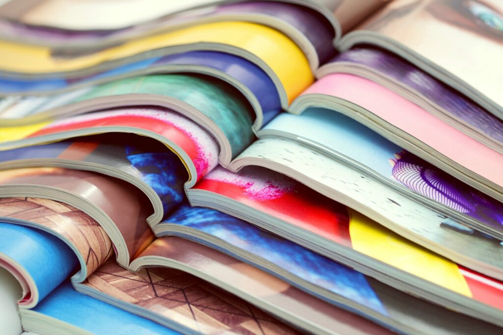 Series of open magazines